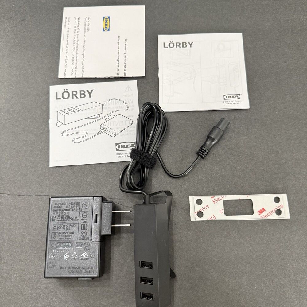 Ikea Lorby USB Charger with Clamp Black item 703.819.73 Open Box New 24V DC